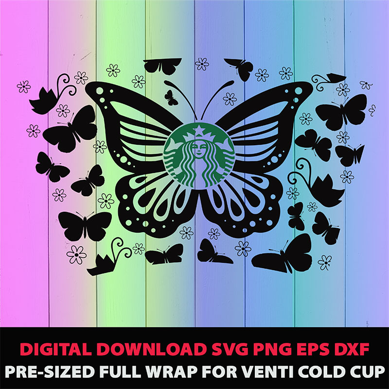 Download Butterfly Full Wrap Starbucks Svg File Starbucks Coffee Cut File Download Starbucks Venti 24 Oz Cold Cup Joicedesign Free And Premium Design Resources