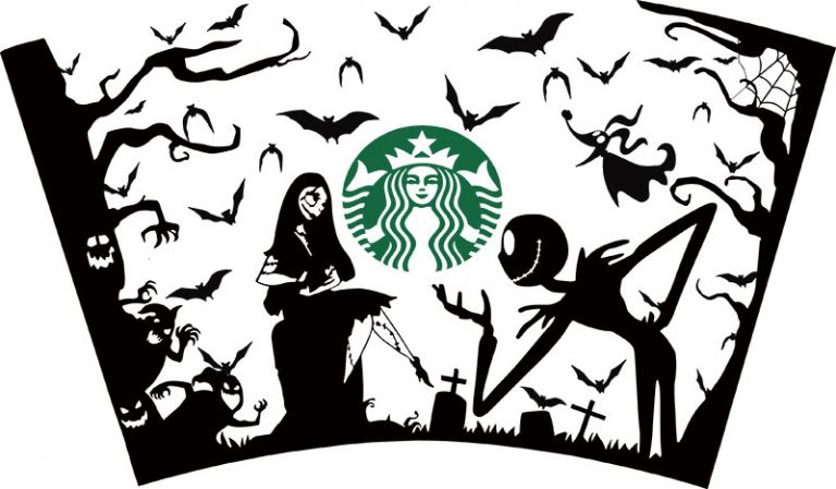 Jack and Sally Svg,Halloween Full Wrap SVG For Starbucks