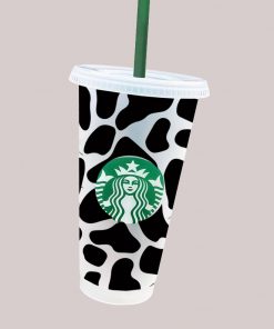24oz Genuine Cow Print Reusable Starbucks Cold Coffee Cup –  roseandbearofficial