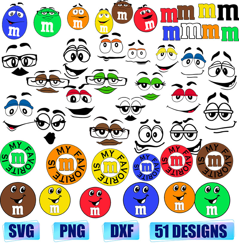 Bundle M and M Faces svg M&M's SVG Birthday svg png dxf eps
